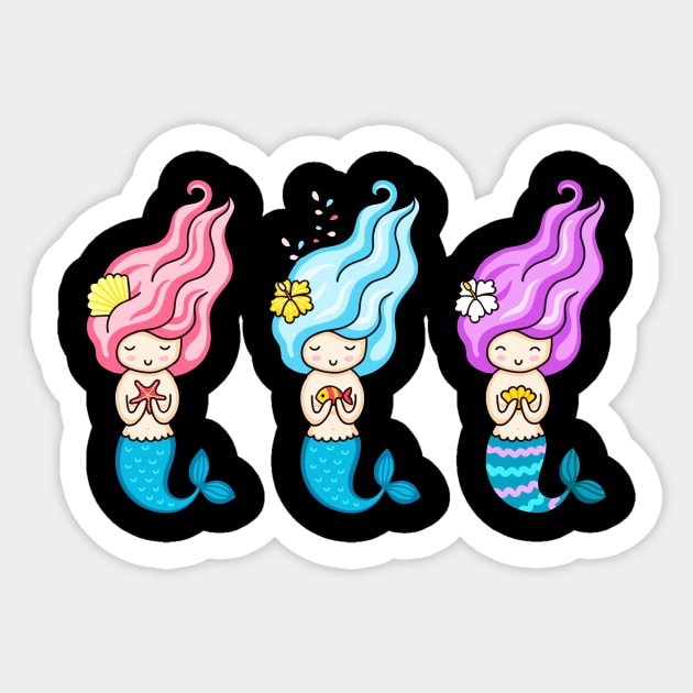 Cute Happy Mermaid Lover - Girly Cute Funny Design Sticker by LazyMice